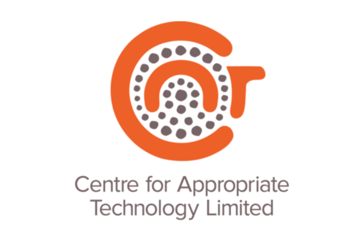 Logo of the Centre for Appropriate Technology Limited, featuring an orange stylised 'CfAT' design with a circular pattern of dots, accompanied by the organisation's name in brown text below.